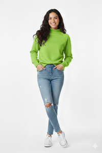 Customized Women's Winter Casual <b>Long</b> Sleeve Oversized Fleece Mock Neck <b>Sweatshirt</b> Breathable High Quality Fabric - Product Image 3