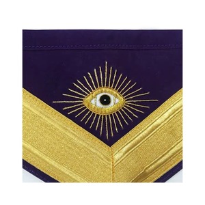 Delantal de Mago de la Francmasonería Azul con Emblema de Corona Bordado a Mano en Oro y Púrpura y Cinturón Extensible Ajustable MAP-0082 - Product Image 6
