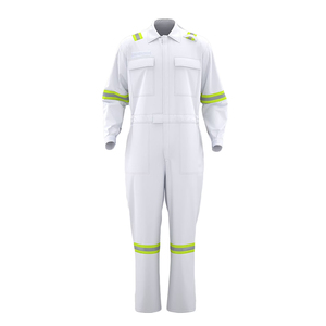 Combinaison de travail blanche réfléchissante personnalisée à manches longues avec bandes de sécurité - Product Image 1