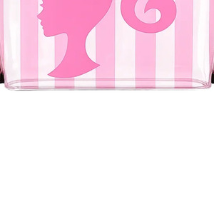 Sac fourre-tout en PVC rayé rose avec imprimé silhouette, sac de plage décontracté pour femme, léger, ouvert, deux poignées - Product Image 3