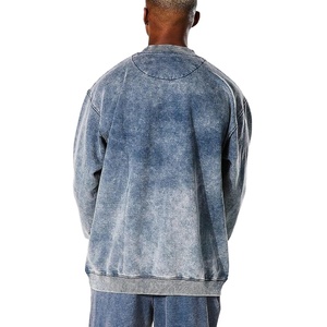 Sudadera de cuello redondo de tejido grueso con lavado ácido personalizado y estampado de logotipo, forro polar de otoño, antipilling, servicio OEM para hombre - Product Image 4