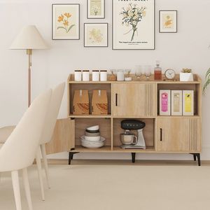 Sideboard <b>Storage</b> Bookcase with 3 Doors and <b>Open</b> Compartments for Living Room - Product Image 4