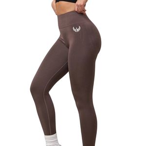 Legging marron taille haute pour femme, doux au toucher, extensible, pour l'entraînement, le fitness, le yoga, vêtement de sport performant, usage quotidien - Product Image 2