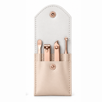 Kit de manucure professionnel de haute qualité MANAN INSTRUMENTS 4-en-1 en acier inoxydable, durable, avec étui en cuir, coupe-ongles portables