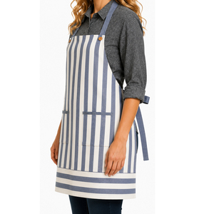 Knee Length Apron Set 100% Cotton Eco-Friendly Lightweight Kitchen Bib Apron <b>For</b> Women with Customized Color and Design. - Product Image 3