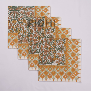 Servilletas de Algodón Florales Amarillo Dorado Hechas a Mano, Servilletas Reutilizables con Estampado en Bloque, Venta al por Mayor para Bodas, Fiestas, Hoteles y Restaurantes - Product Image 2