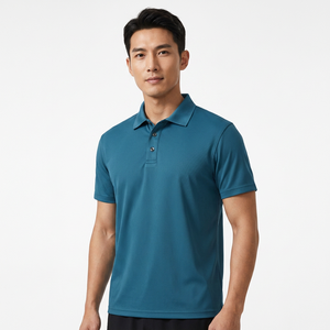 Men's Solid Color Short Sleeve Knitted <b>Polo</b> <b>Shirt</b> Regular Fit Casual Style <b>Blue</b> - Product Image 6