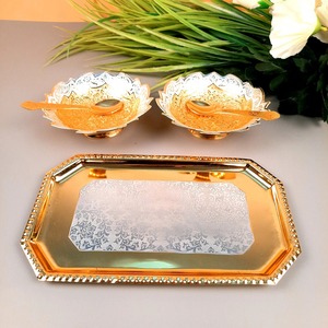Handmade Round Hammered Copper Serving Platter with Brass Handles Vintage Handmade Metal Dish Decorative Food Serving Platter - Product Image 5