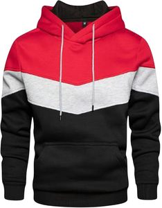 Sweat-shirt à capuche color block pour homme, pull décontracté élégant avec cordon de serrage réglable et poche kangourou - Product Image 4