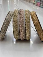 Bordure en dentelle brodée de perles en polyester métallisé lavable de 1,2 po pour sacs, vêtements, chaussures et textiles de maison