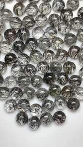 Envío Rápido: Lote al por Mayor de Cuarzo Rutilado Negro en Forma de Aguja Redonda, Piedra Suelta para Joyería Espiritual - Proveedor de Rutilo - Product Image 6