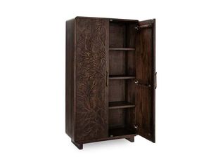 Luxury Handcrafted Solid Wood 2 Door <b>Wardrobe</b> Ornate Tree Branch Carving Premium Espresso Finish - Product Image 1