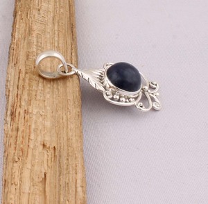 Colgante de Lapislázuli Natural, Plata de Ley 925, Joyería al por Mayor, Collar de Piedra Preciosa Azul Intenso para Mujer, Estilo Vintage Hecho a Mano - Product Image 4