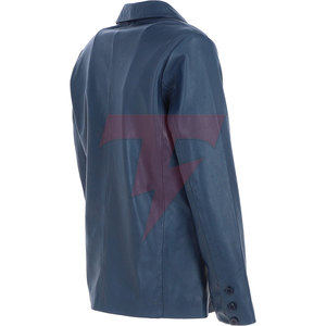 Custom Logo <b>Leather</b> <b>Blazer</b> Double Breasted Breathable American Style Elegant Slim Fit Business Jacket Long Sleeves Refined - Product Image 2