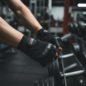 RHINO FITNESS Half <b>Finger</b> Weight Lifting Gloves PU Leather Adjustable Wrist <b>Strap</b> Gym Fitness Breathable Unisex Comfortable - Product Image 1