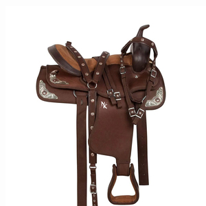 Selle de cheval western de qualité supérieure, durable, en cuir de vachette premium, pour la randonnée équestre, équipement de travail au ranch, selle marron - Product Image 1