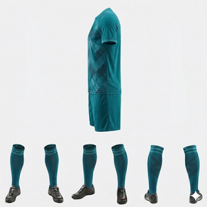 Ensemble de maillots de football pour hommes, imprimé géométrique turquoise, manches courtes, polyester respirant, uniforme toutes saisons, taille adulte - Product Image 5