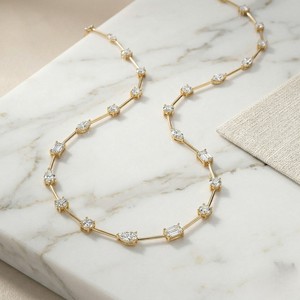 สร้อยคอประดับเพชรแบบฝังขอบทรงมิกซ์คัท 5.50 กะรัต - Product Image 1