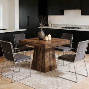 Table à manger rectangulaire en pierre frittée et marbre, solide et stable, pré-assemblée, design en bois massif - Product Image 3