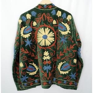 Élégant Manteau Court Matelassé en Velours Suzani 100% Coton Respirant Écologique Fait Main Brodé Style Bohème Indien Floral Chaud pour l'Hiver - Product Image 2