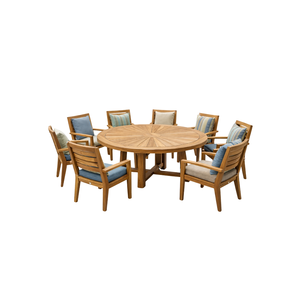 Juego de Mesa y Sillas de Comedor Redondas de Teca de Lujo ARTERRA, Cojín de Color Personalizado, Muebles Modernos para Hotel o Villa - Product Image 3