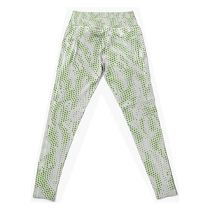 Custom White Lime Green Dotted High Waist Women <b>Yoga</b> <b>Leggings</b> Stretch <b>Yoga</b> Pants Gym Fitness Tights Activewear <b>Legging</b> - Product Image 2