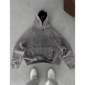 บริการ OEM คุณภาพสูง เสื้อฮู้ดดี้ผู้ชายสำหรับฤดูหนาว ระบายอากาศได้ดี ดีไซน์เท่ห์ ลุคสุดชิค ล้างสีแบบแอซิดวอช - Product Image 1