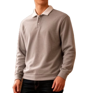 Chemise décontractée pour homme, unie, respirante, avec poche contrastante, manches longues, col boutonné, lavable en machine, style printemps-automne - Product Image 1