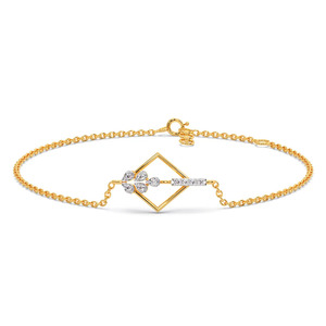 Geometric Kite <b>Frame</b> Diamond Bracelet with Yellow Gold Chain and Diagonal Sparkle Bar Design - Product Image 2