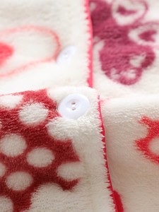 Conjunto de Pijama de Forro Polar para Mujer, Manga Larga, Estampado de Corazones, Ropa de Dormir Cálida para Invierno, Pantalones Largos, Cierre de Botones, Pijama de Franela Suave - Product Image 6