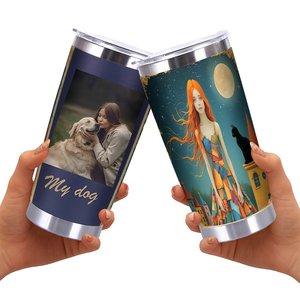 Stainless Steel Tumbler 20oz Double Wall <b>Insulated</b> Travel <b>Mug</b> With Art Design For Coffee Tea - Product Image 2