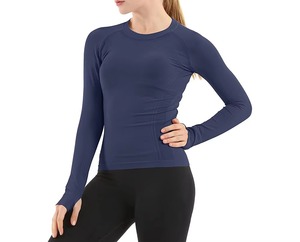 Camiseta de Yoga Elástica de Invierno para Mujer, Fabricada por OEM, Ajustada, de Secado Rápido, Compresión, Ropa Deportiva, Personalizable con Logotipo Frontal - Product Image 1