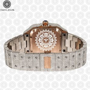 Montre pour homme Charm_Jewells en acier inoxydable 38 mm avec accents de diamants, analogique, mécanique, résistante à l'eau 10 bars, date automatique, luxe et mode - Product Image 5