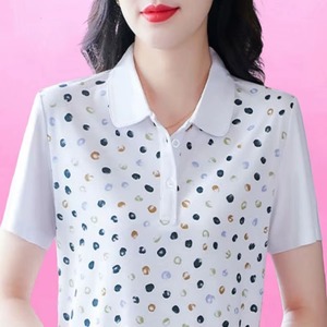 <b>Women</b> <b>Polo</b> <b>Shirt</b> Pink Polka Dot Printed <b>Women's</b> Short Sleeve <b>Polo</b> <b>Shirt</b> Casual Breathable Woven Top High Quality short sleeve - Product Image 4