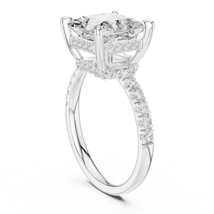 Anillo de compromiso y aniversario Aries Jewel Classic Pave Band con diamante de laboratorio de corte princesa de 4 quilates E VS en oro macizo de 14K - Product Image 6
