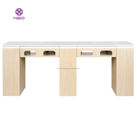Tables de manucure modernes et élégantes en contreplaqué MDF, écologiques, de luxe, fabriquées au Vietnam, pour salons de manucure minimalistes haut de gamme, avec bar à ongles.