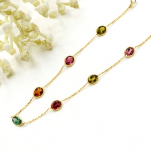 Comprar pulsera de piedras preciosas de turmalina multi real en oro amarillo de 18K pulsera hecha a mano para mujer venta al por mayor disponible - Product Image 3