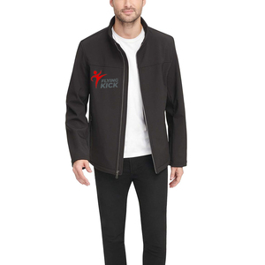 Veste en polaire noire pour homme, fermeture éclair intégrale, col montant, coupe-vent, vêtement décontracté d'automne, coupe régulière, matière polyester - Product Image 1