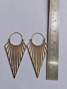 Gold Plated Geometric Hoop <b>Earrings</b> <b>Long</b> Triangle Dangle Statement Boho Minimalist Jewelry - Product Image 2