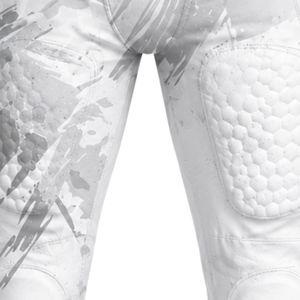 White & Light Gray American Football Padded <b>Compression</b> Shorts with Protective Foam Panels for Sports Training & Competition - Product Image 6