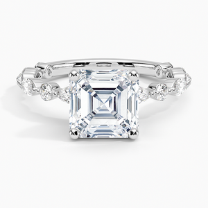 BOJ <b>Ring</b> 012 Asscher Cut <b>925</b> <b>Silver</b> Aquamarine Three-Quarter Coverage Diamond <b>Ring</b> 2ct D Color VVS1 Moissanite GRA Certified - Product Image 1