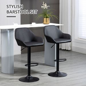 Collection de tabourets de bar pivotants élégants en cuir PU noir avec base en acier, durables et élégants - Product Image 4