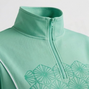 Conjunto Deportivo de 2 Piezas para Mujer, Top de Manga Larga con Bordado Geométrico Verde, Shorts por Encima de la Rodilla, Corte Holgado, Ropa de Primavera/Verano - Product Image 4