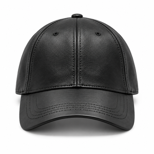 Casquette de baseball unisexe en cuir PU noir, 6 panneaux, couleur unie, mode décontractée, ajustement confortable et qualité durable - Product Image 4