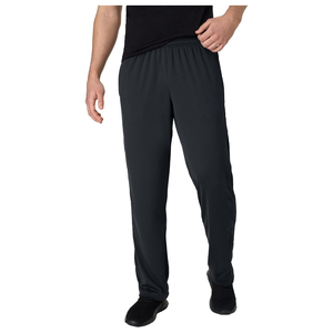 Pantalon de survêtement droit noir pour homme, taille élastique, poches latérales, respirant, décontracté, en toile mi-lourde, écologique, protection UV, boutonné - Product Image 1