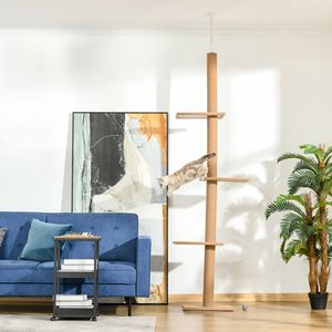 Centro Attività per Gatti Naturale, Albero Arrampicabile da Terra a Soffitto con Tiragraffi in Sisal per Gattini nella Stagione Primaverile - Product Image 2