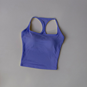 Women Racerback Sports Bra Crop <b>Top</b> Solid <b>Purple</b> Yoga Fitness Activewear Seamless Medium Support Breathable Quick Dry - Product Image 1