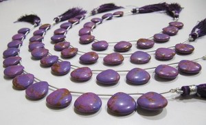 Cuentas de cobre púrpura turquesa en forma de corazón, lisas, tamaño 14-15 mm, hilo de cuentas de 8 pulgadas de largo - Product Image 2