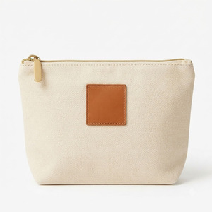 Autre Matériel Trousse de Maquillage Imperméable en Cuir Marron avec Fermeture Éclair, Pochette de Voyage Portable Tendance, Capacité Moyenne - Product Image 1