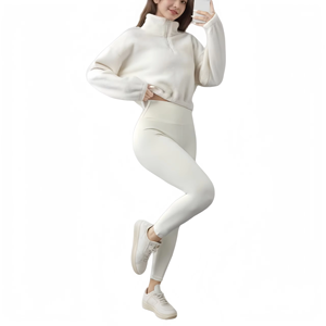 Nouvel ensemble de sport 3 pièces à séchage rapide : leggings, soutien-gorge sans coussinets, pull chaud à manches longues et survêtement de yoga - Product Image 5